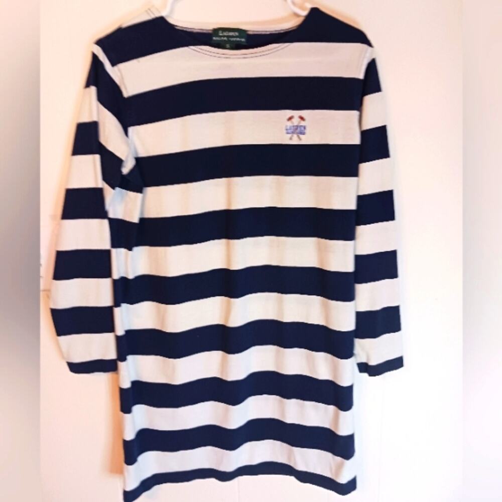 Vintage Lauren Ralph Lauren long sleeved striped tunic/  mini dress. Size S